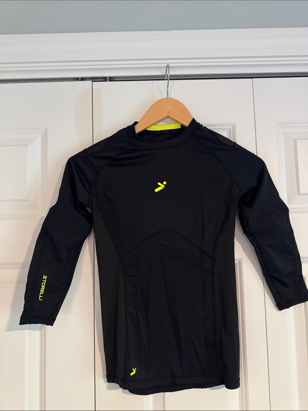 Kids Black Goalie Undershirt with Neon Yellow Accents - Storelli